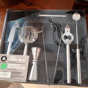 NEW 7pc Barware Tool Set - Stainless Steel